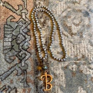 Beaded Initial “B” Necklace